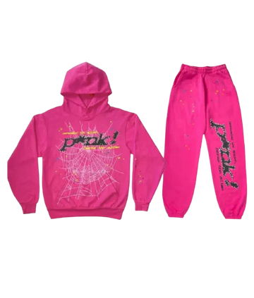 Sp5der 555 Hoodie and Pants Pink