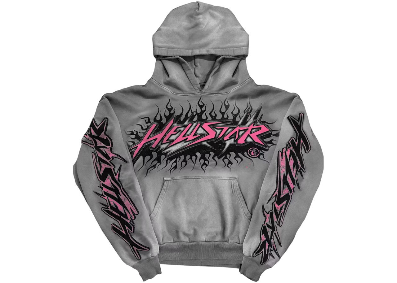 Hellstar Grey and Pink Hoodie