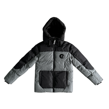 TrapStar Grey/Black Decoded Hooded Puffer Jacket